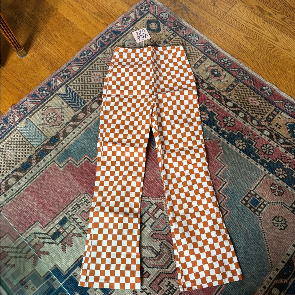 Verge Girl Orange and White Checkered Pants